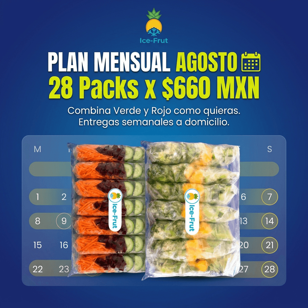 Plan Mensual Agosto ICEFrut - 28 Packs por $660 MXN